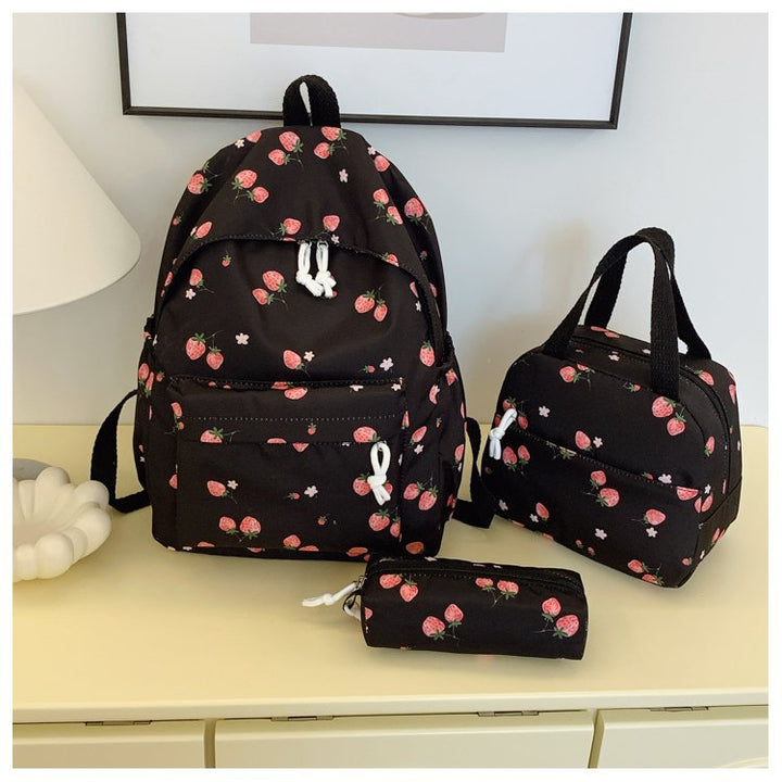 Backpack set with cheerful strawberry pattern and practical compartments Stornfield