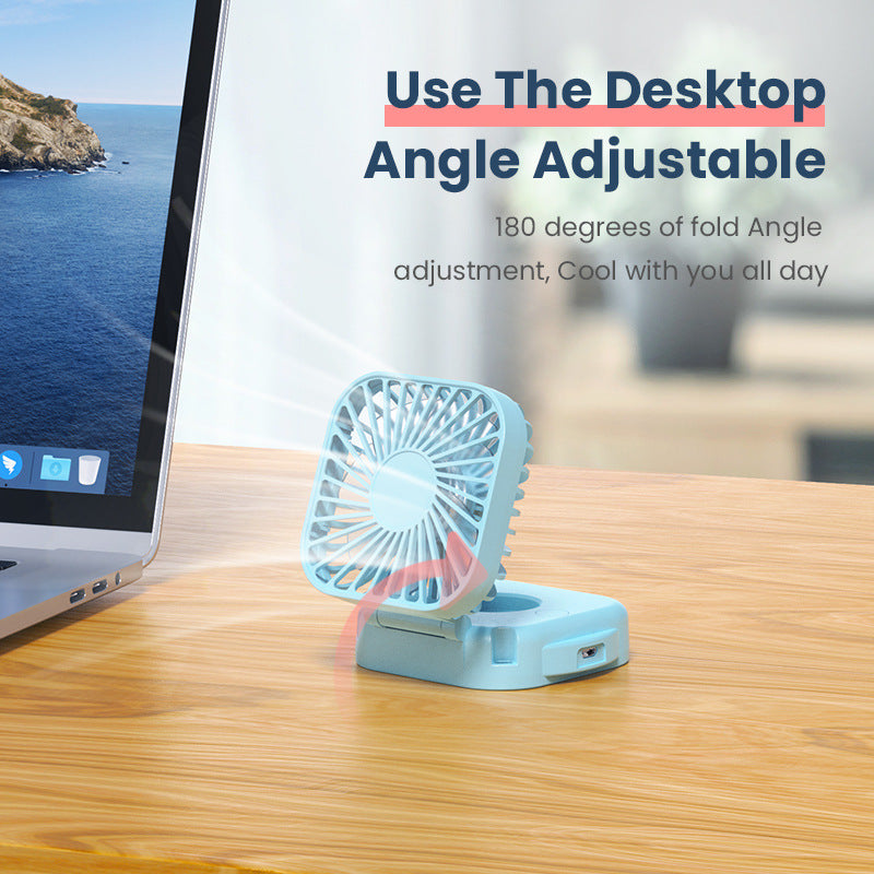 Cooling portable rechargeable folding mini fan with mirror and adjustable swivel stand Stornfield