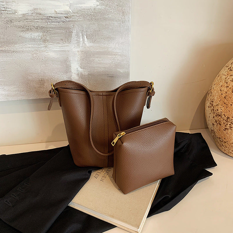Minimalist Leather Crossbody Tote Bag