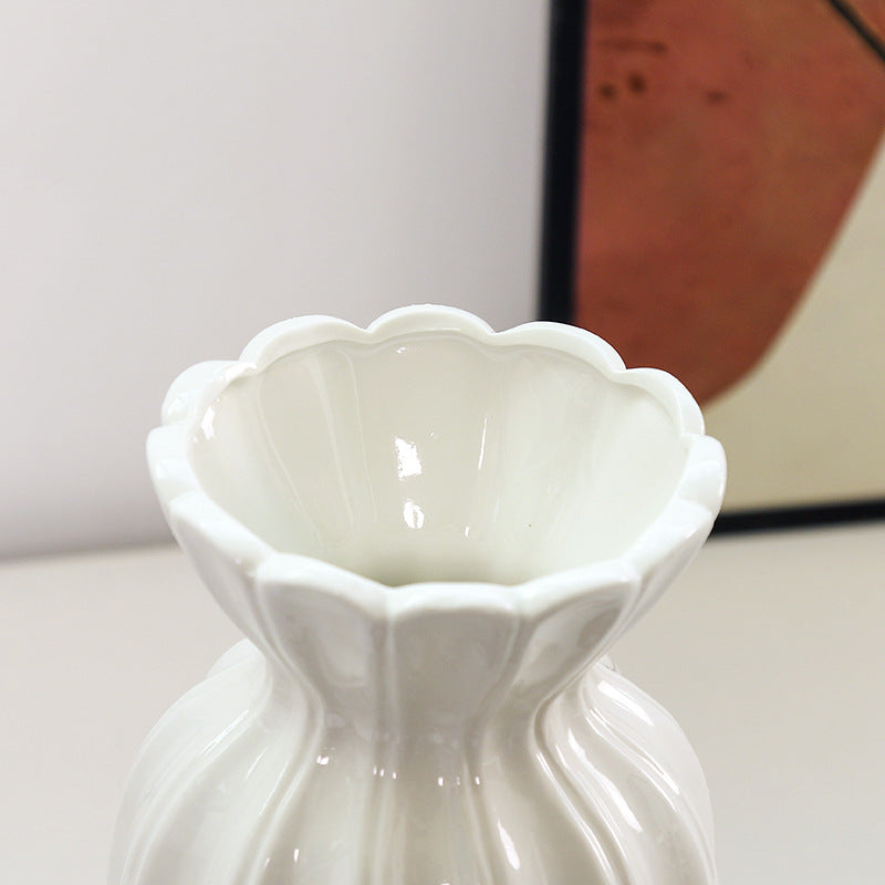 Fluted Ceramic Decorative Flower Vase Stornfeild