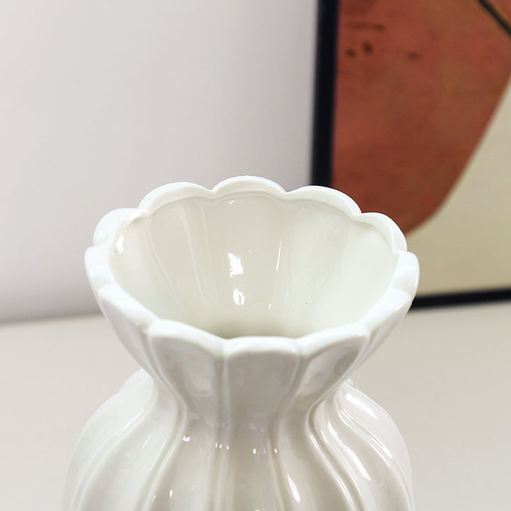 Fluted Ceramic Decorative Flower Vase Stornfeild