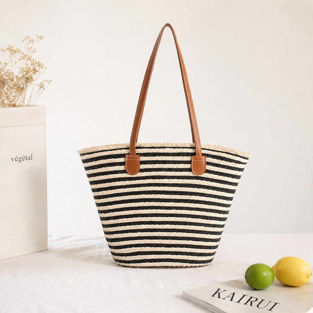 Elegant Bast shoulder bag with leather handles Stornfield