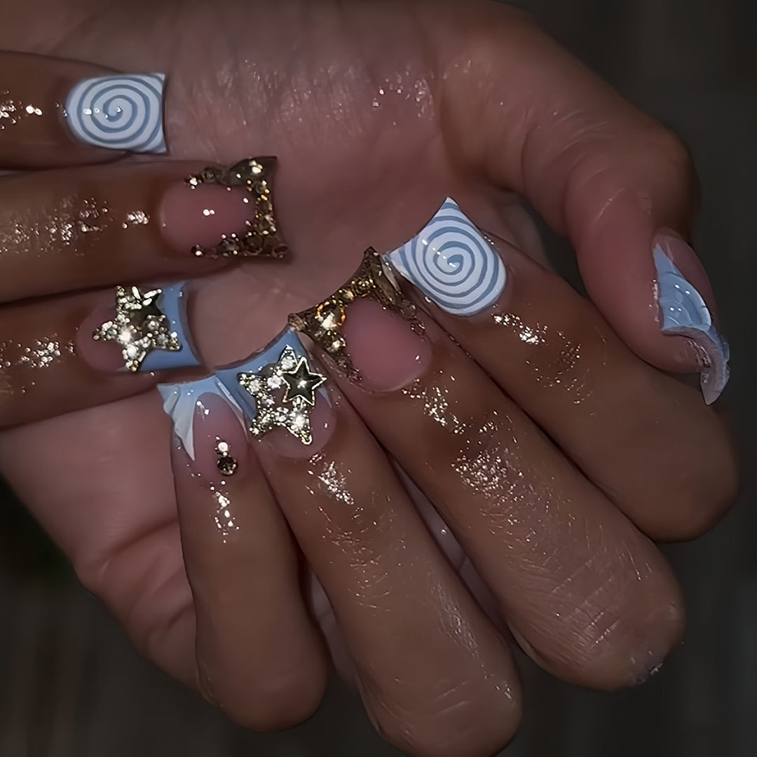 Decorative Star and Swirl Nail Art Extensions Stornfield