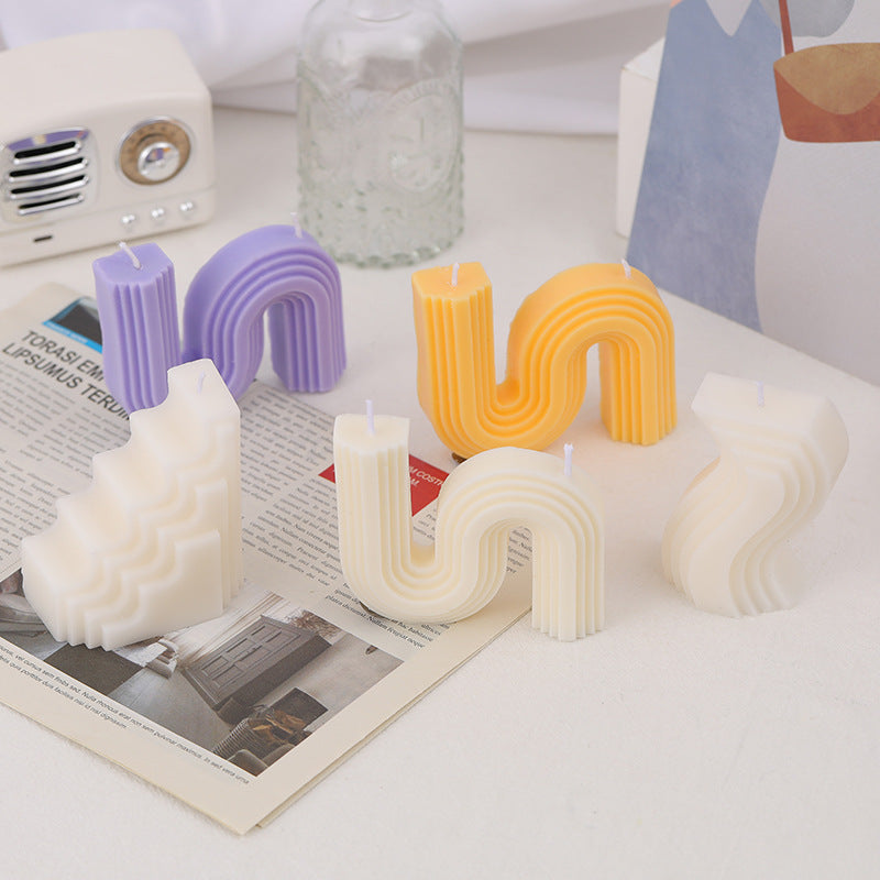 Sculptural Wavy Arch & S‑Form Decorative Tabletop Candle Collection