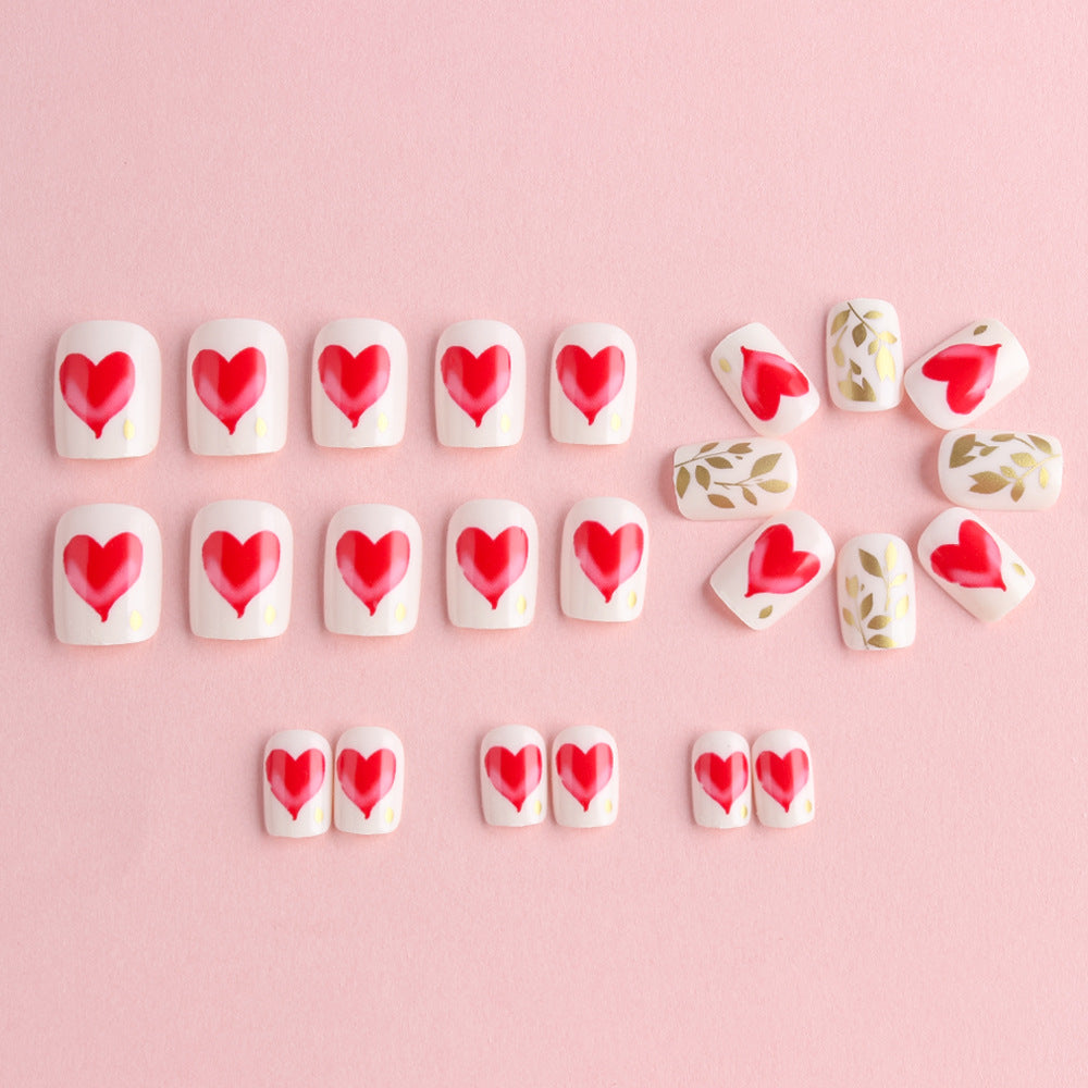 Romantic Heart-Designed Press-On Nail Art Set Stornfield