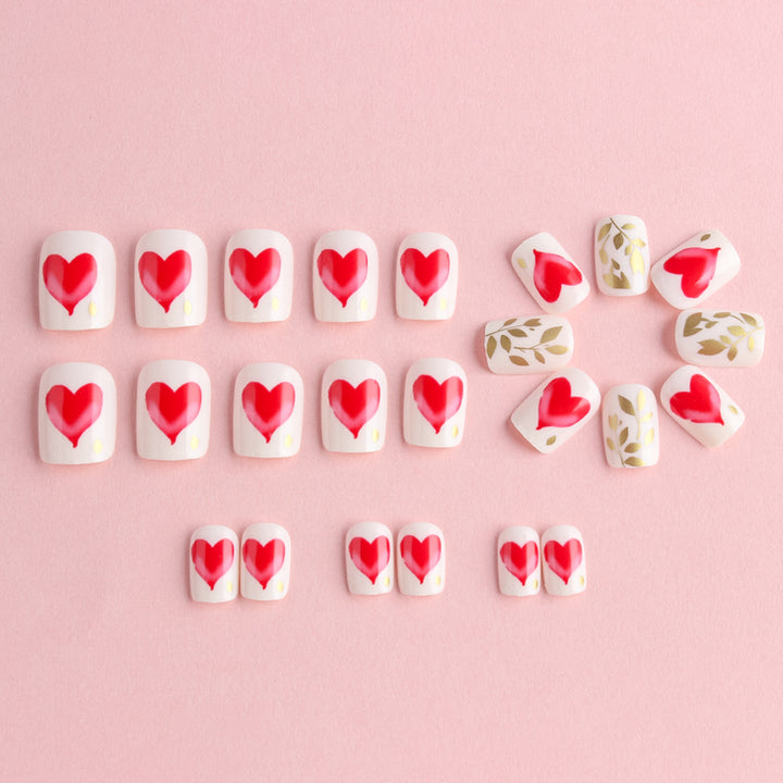 Romantic Heart-Designed Press-On Nail Art Set Stornfield
