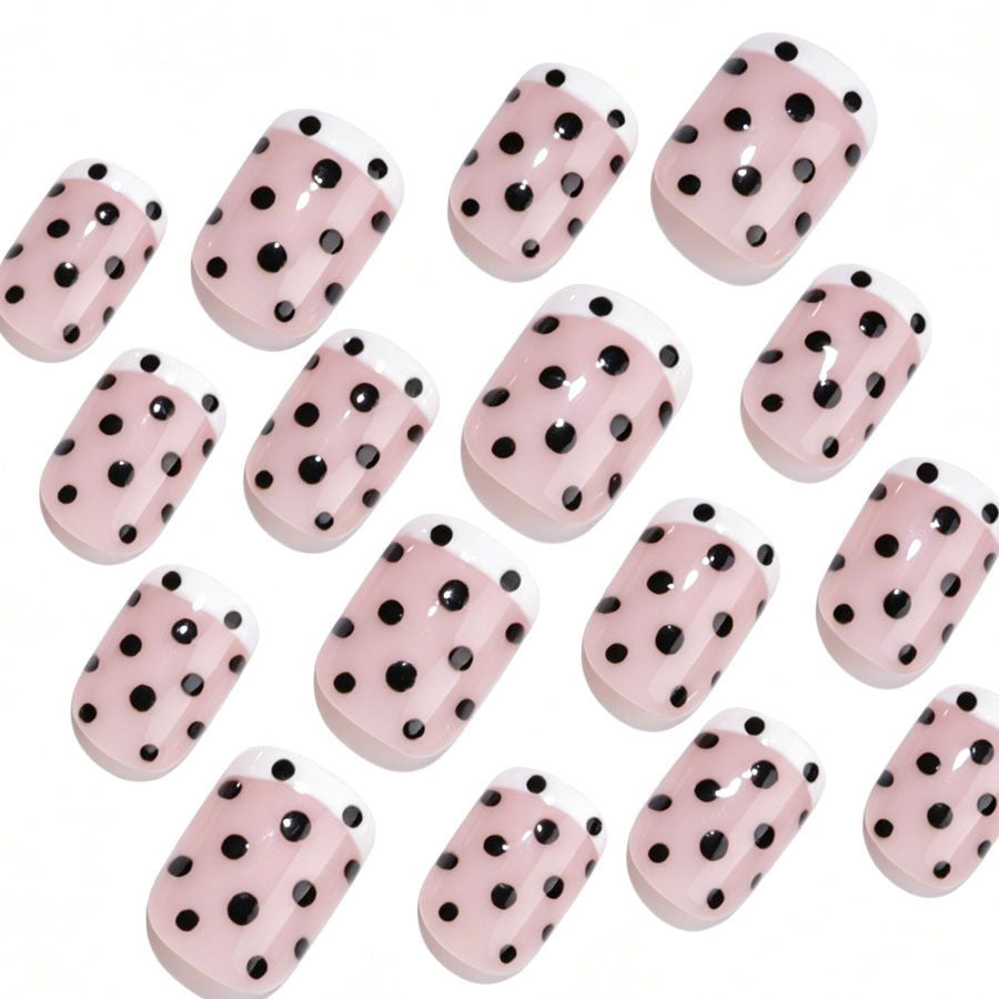 Artificial nail set with elegant dots and French tips Stornfield