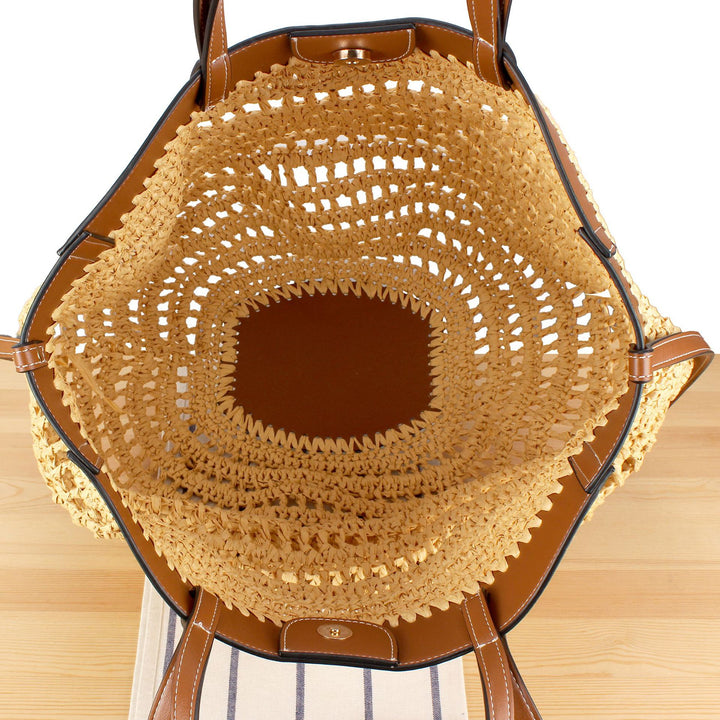 Handbag Made of Braided Natural Material with High-Quality Leather Detail Stornfield