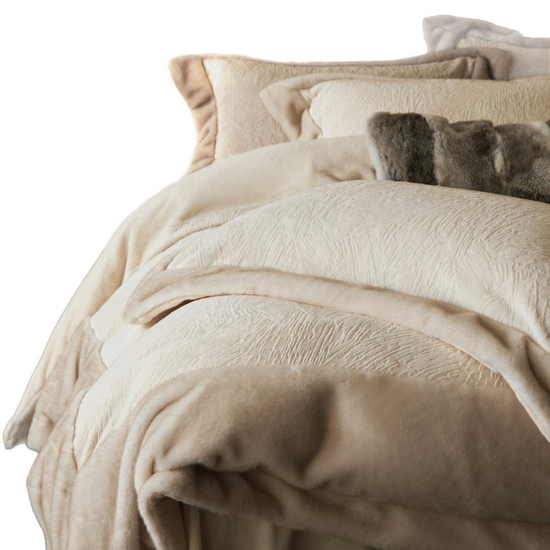 Ultra-Soft Velvet-Feel Reversible Duvet Cover & Sham Set with Faux-Fur Piped Edge