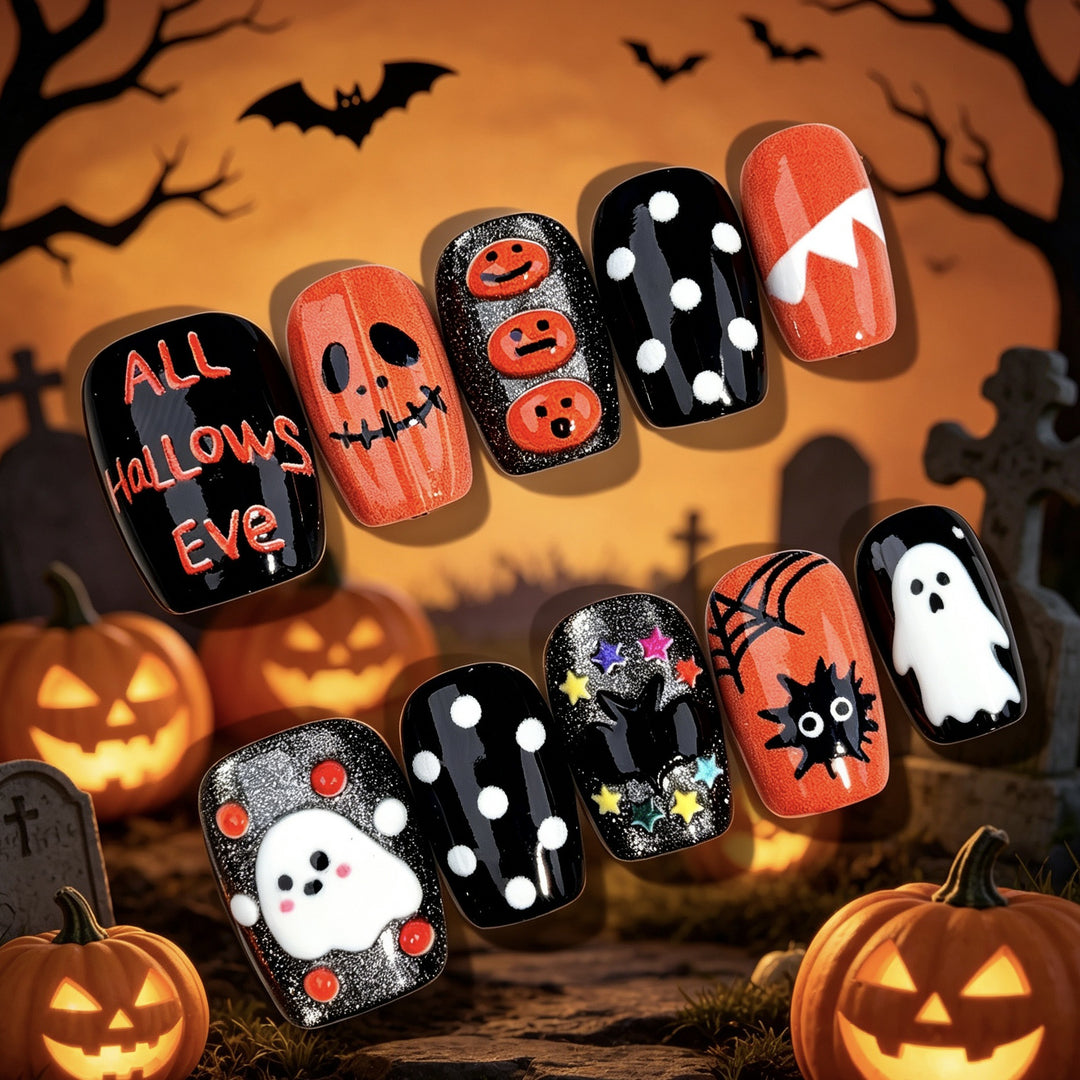 Halloween-Themed Press-On Nail Art Set