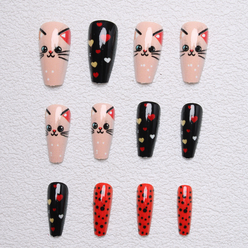 Playful Cat-Themed Press-On Nails Stornfield