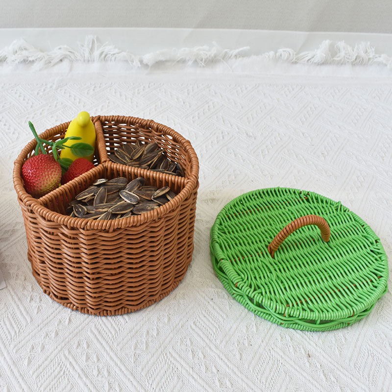Triple-Compartment Woven Storage Basket Stornfield