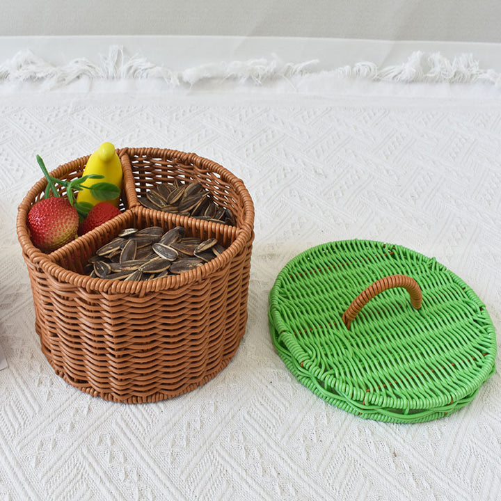 Triple-Compartment Woven Storage Basket Stornfield