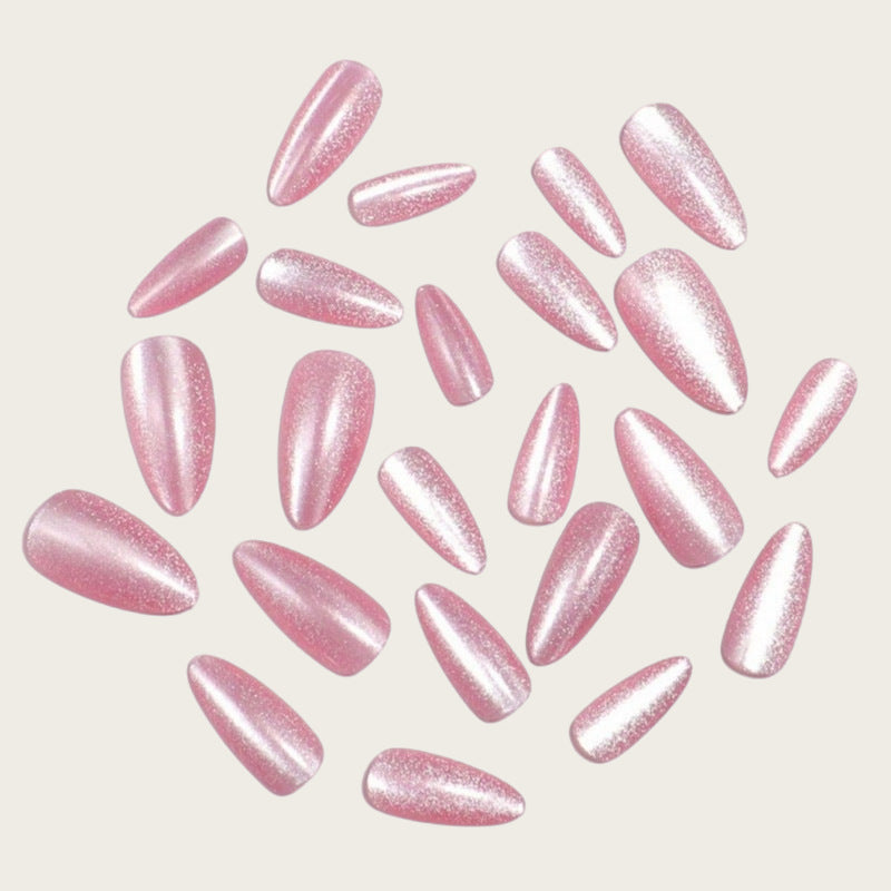 Shiny artificial nails with elegant ombre effect Stornfield