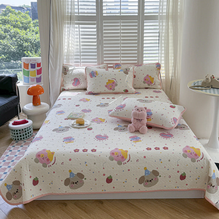 Lightweight Quilted Cotton Bedspread and Mattress Coverlet Set