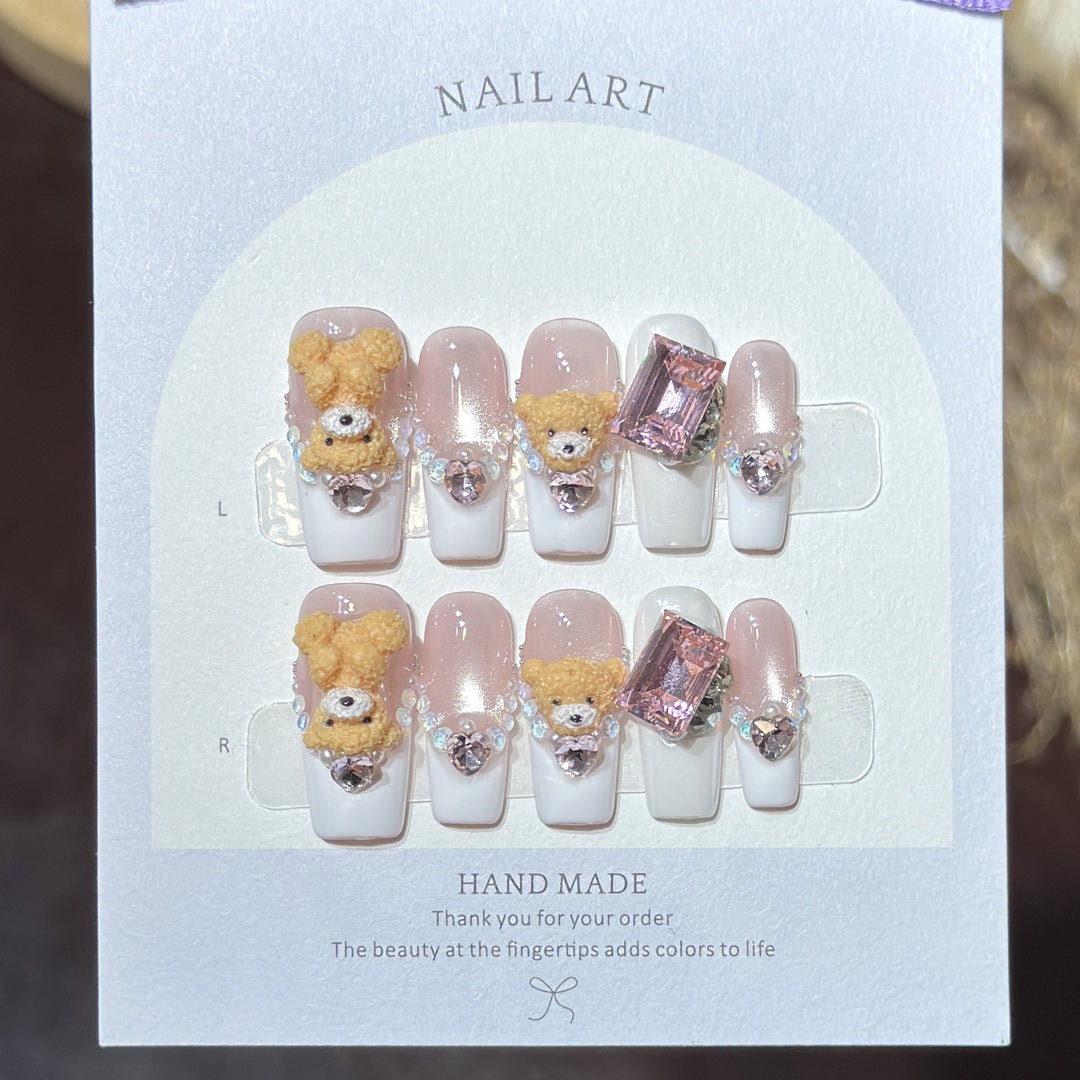 Cute Animal-Inspired Press-On Nail Art Set Stornfield