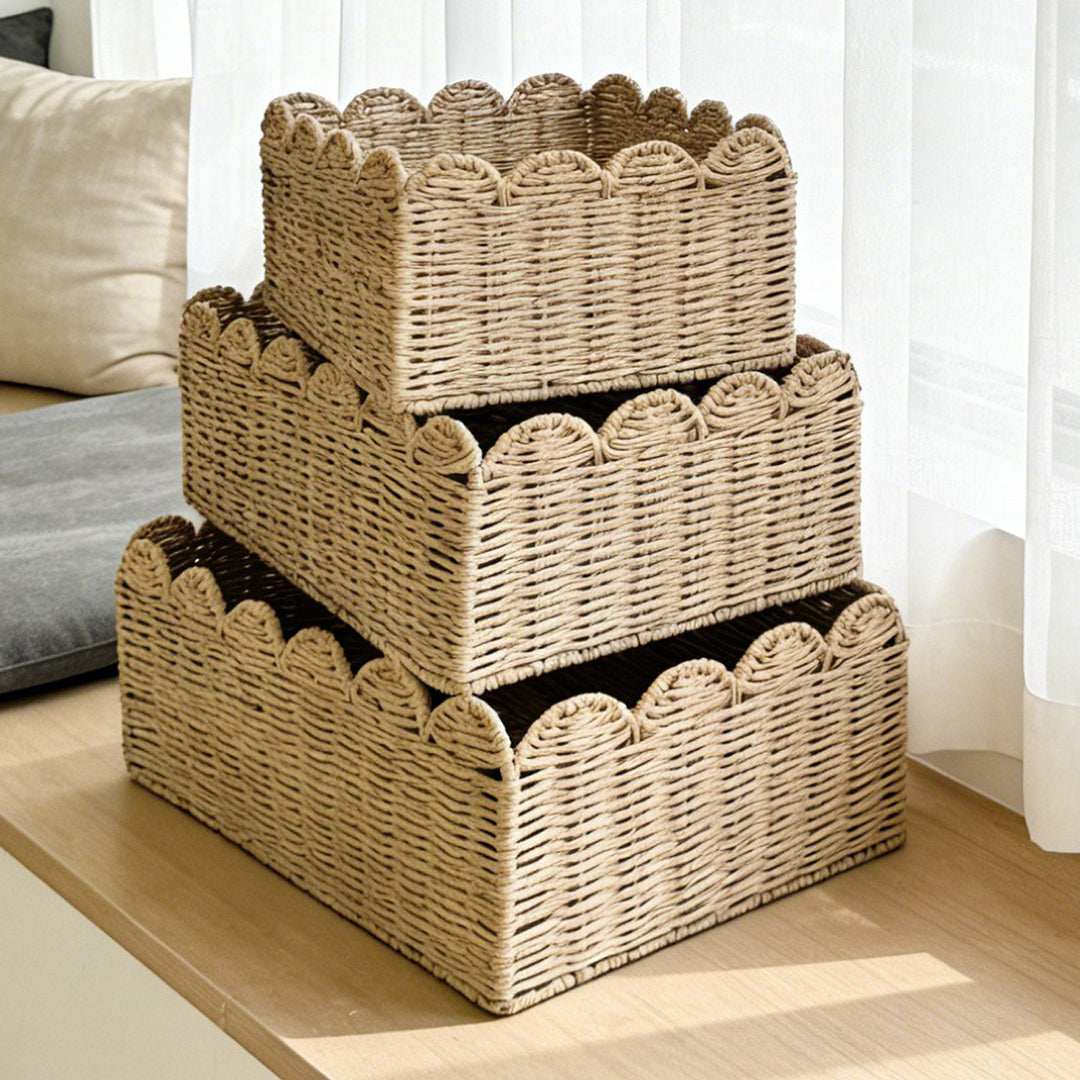 Handcrafted storage basket with playful wave edge Stornfield