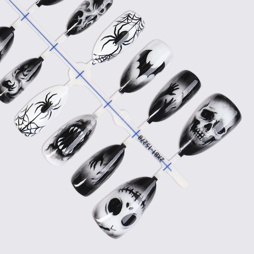 Creative nail art set with spooky designs Stornfield