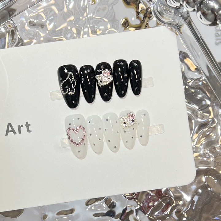 Elegant Stiletto Press-On Nail Set with Decorative Accents Stornfield