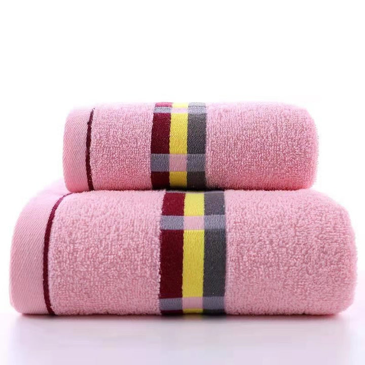 Women’s terry bath towel with elegant striped border Stornfield