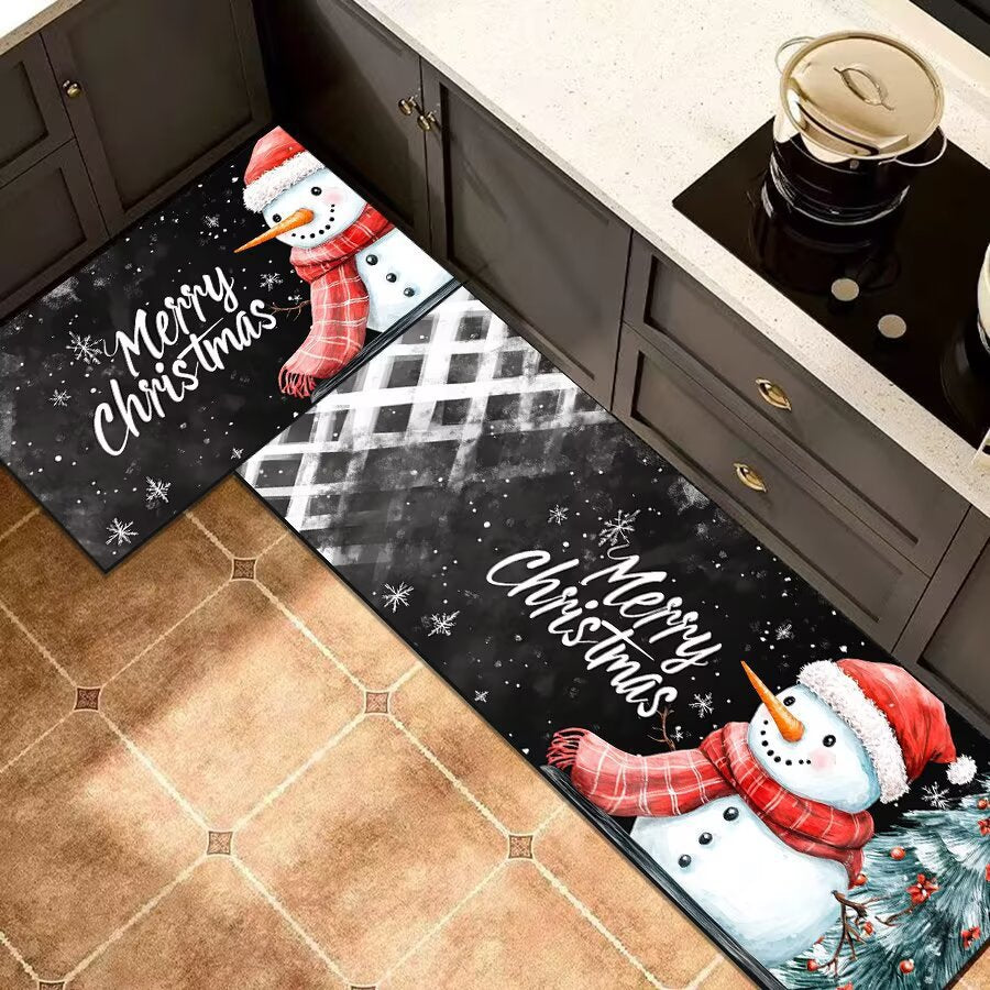 Christmas-Themed Kitchen Runner Mat for Home