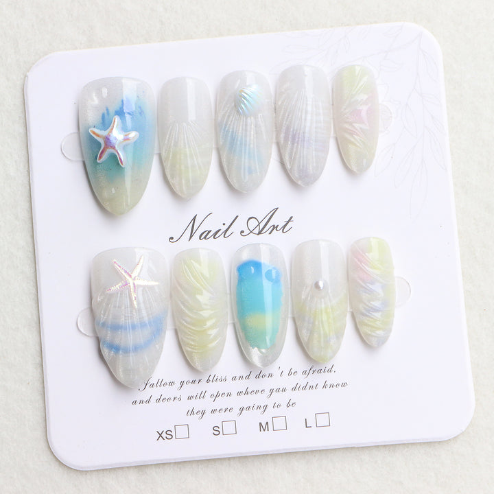 Coastal-Inspired Press-On Nail Art Stornfield