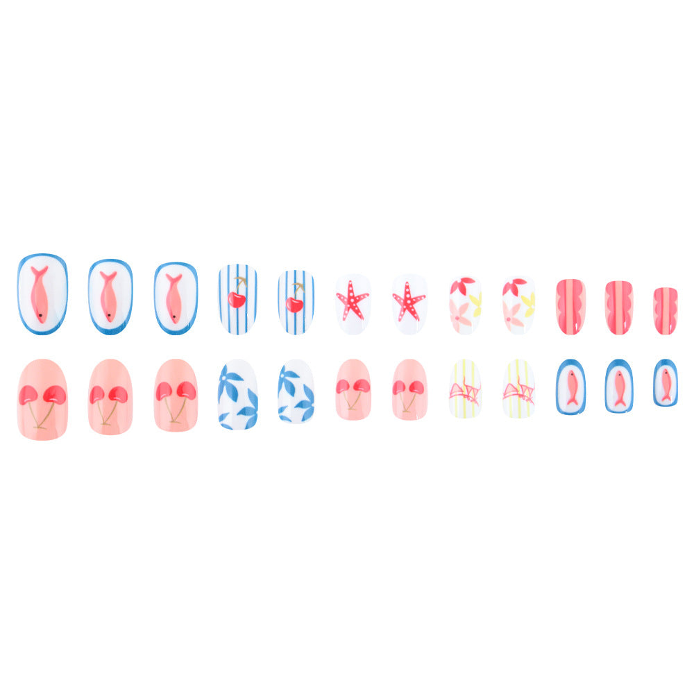 Artistic Summer-Themed Press-On Nail Art Stornfield