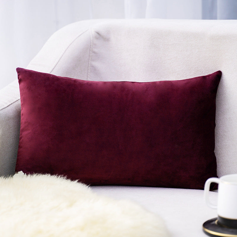Plush Velvet Lumbar Pillow Cover with Hidden Zipper and Removable Insert Support