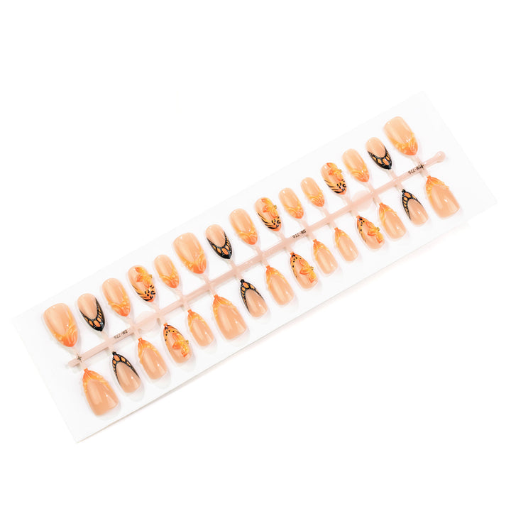 Artistic Floral and Butterfly Press-On Nail Art Stornfield