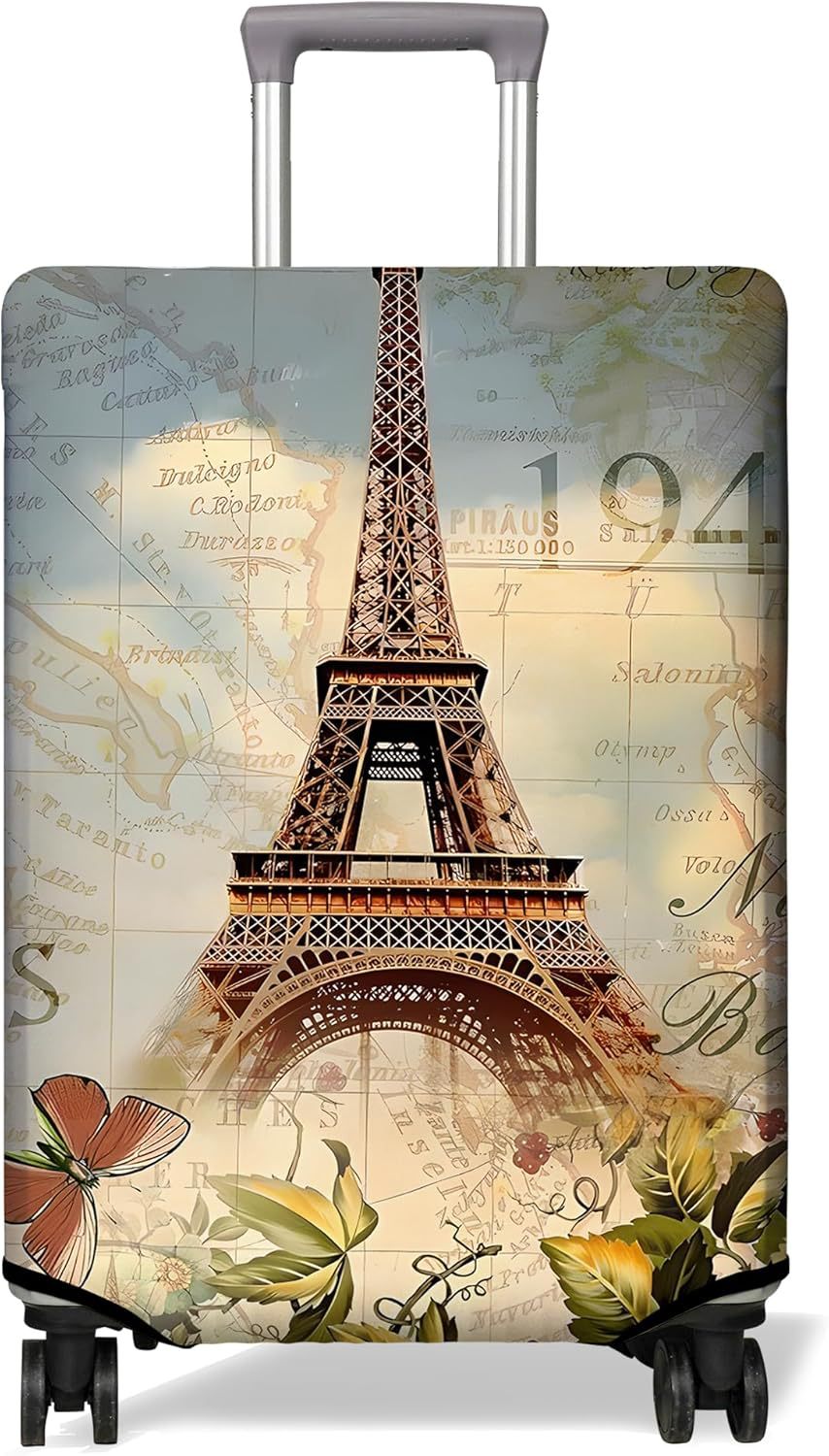 Unisex non-elastic suitcase cover with Paris motif and water-repellent stretch fabric for trolley Stornfield