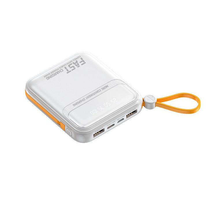 Compact power bank with integrated cable management and digital charge level display Stornfield