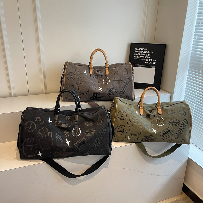 Travel bag with unique gray faux leather design Stornfield