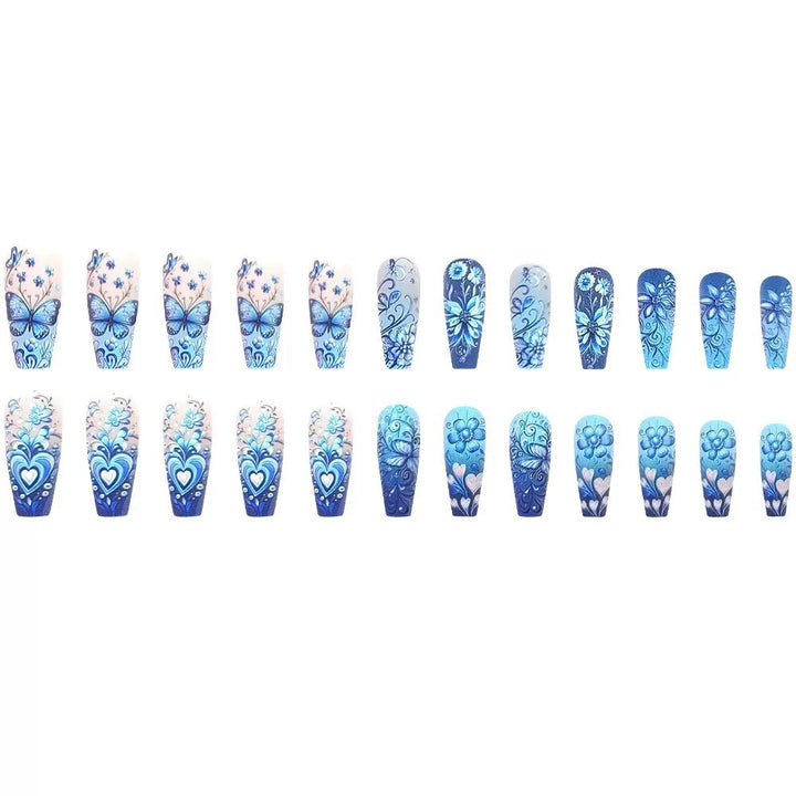 Artificial nail set with floral and butterfly patterns Stornfield