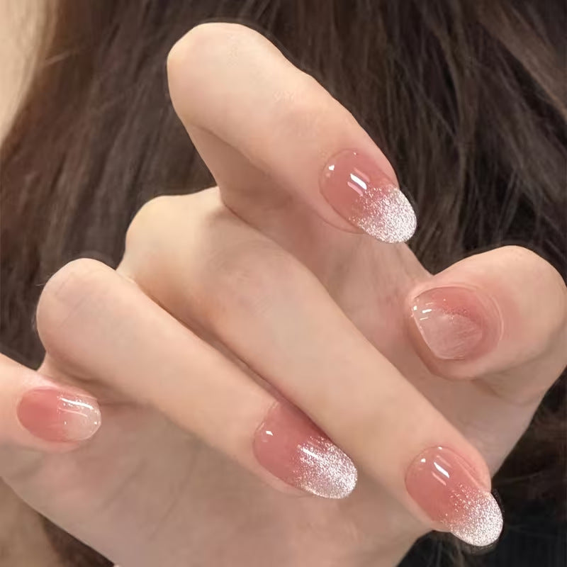 Glittery French Tip Press-On Nails Stornfield