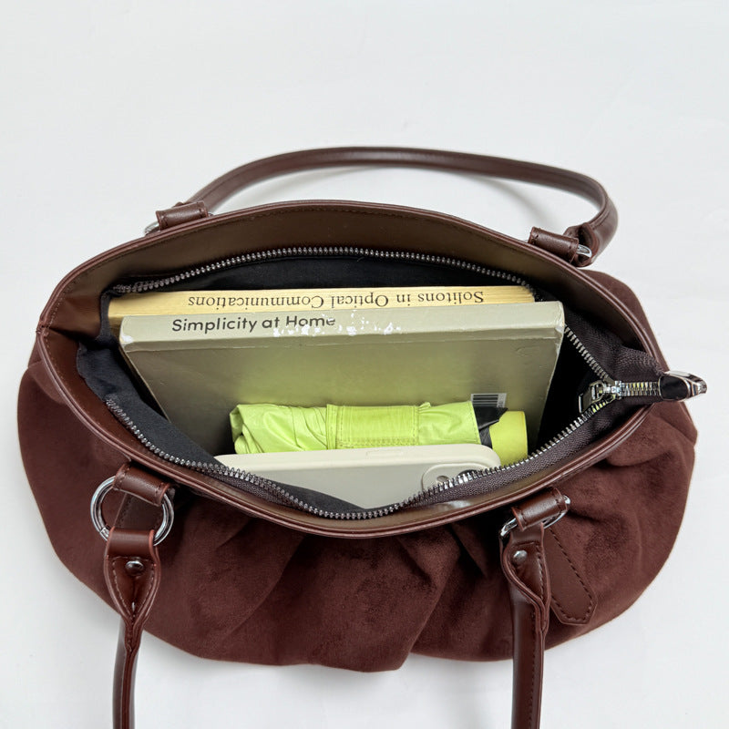 Gathered Suede Handbag