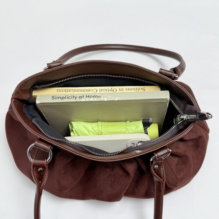 Gathered Suede Handbag
