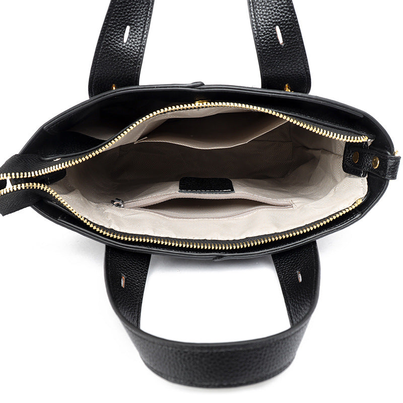 Textured Vegan Leather Multi-Pocket Tote Stornfield
