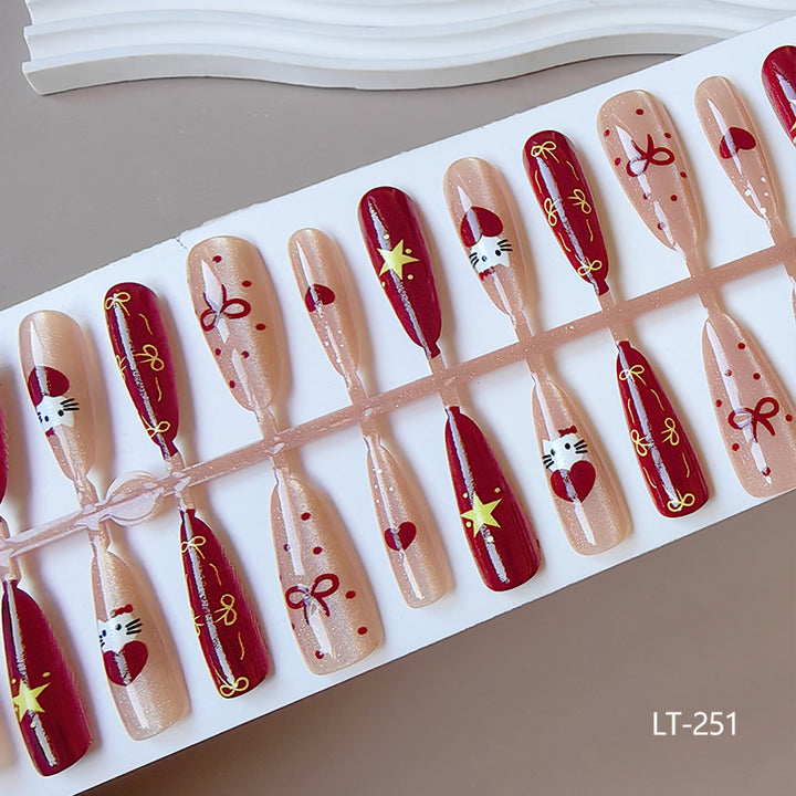 Artificial nails in festive Christmas design Stornfield