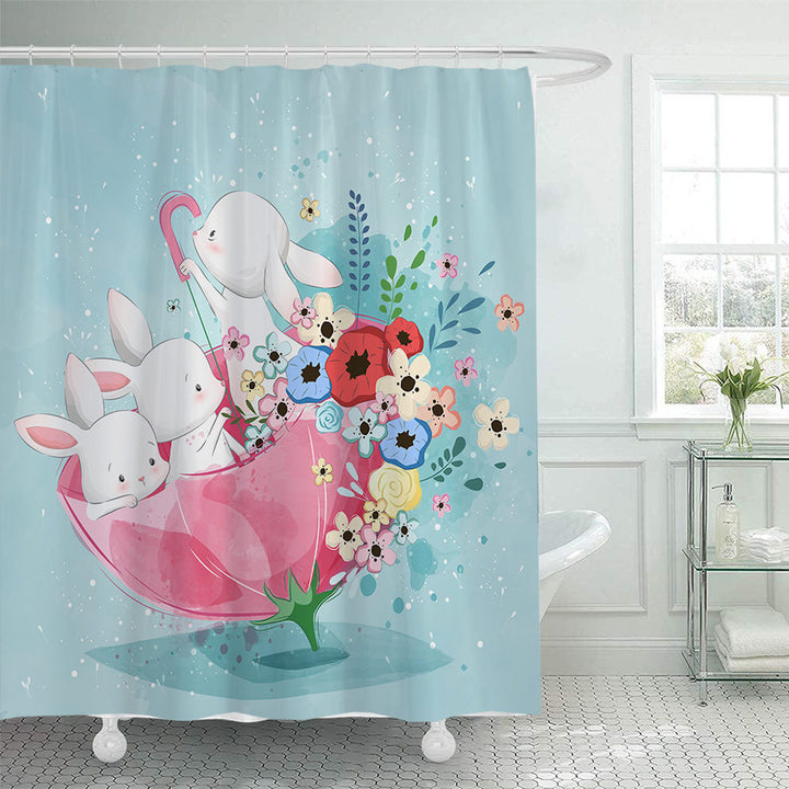 Whimsical Bunny Print Shower Curtain Stornfield