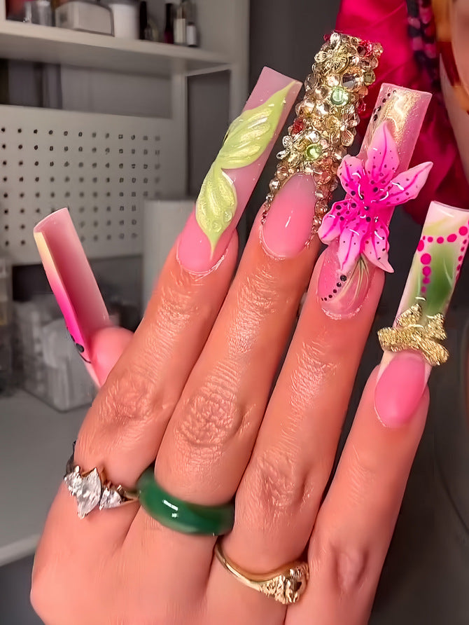 Decorative Long Press-On Nail Extensions Stornfield