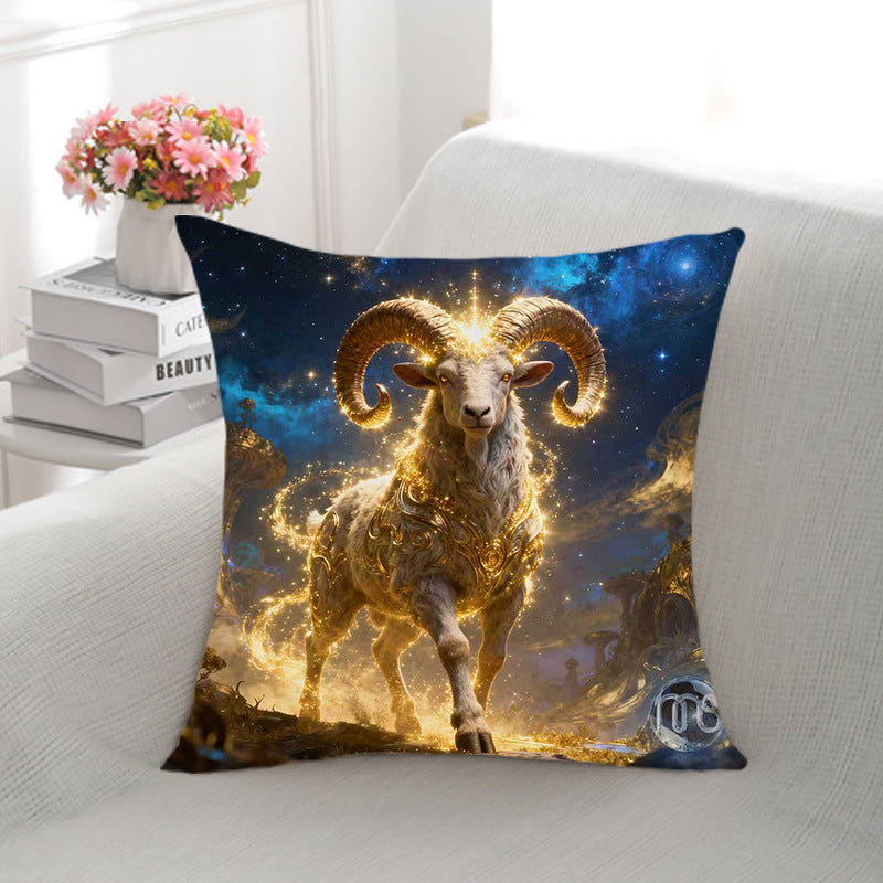 Artistic Ram Print Decorative Pillow