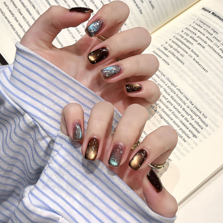 Acrylic Nails with Shimmering Gradient Color Stornfield