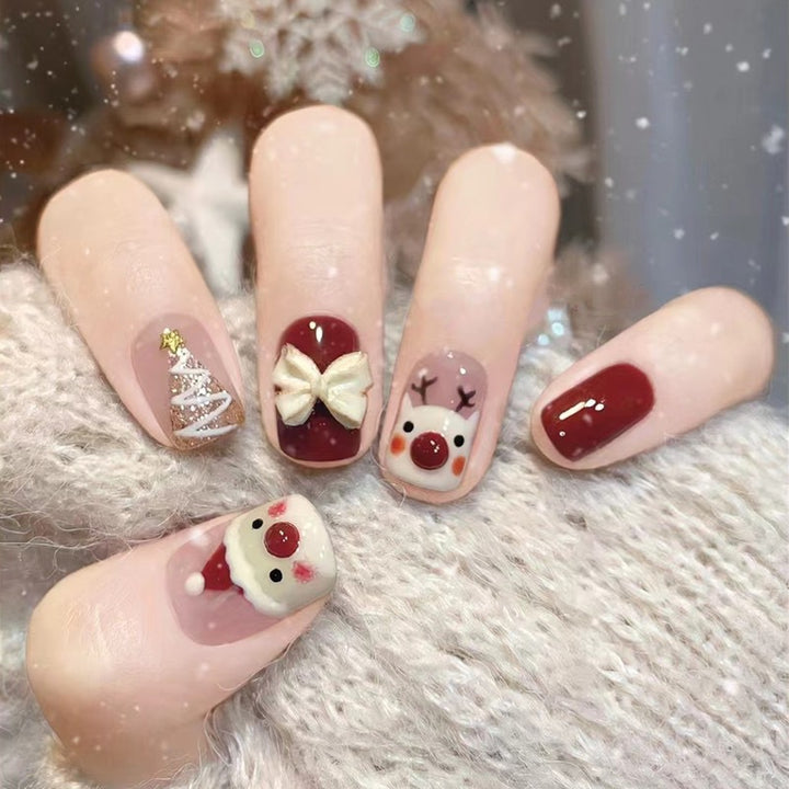 Festive Winter-Themed Press-On Nail Set Stornfield