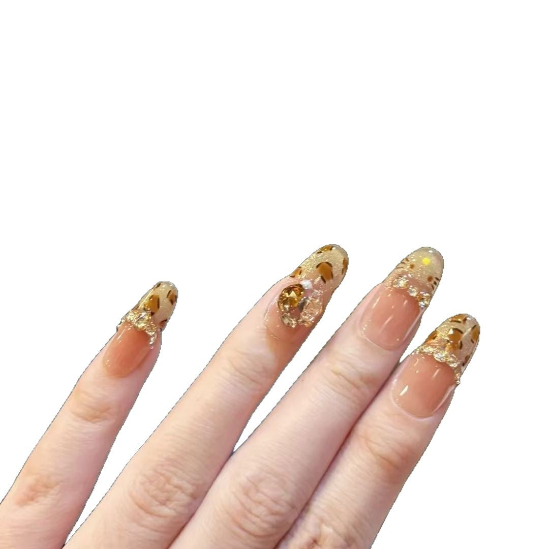 Glamorous Nail Art Extensions with Crystal Accents