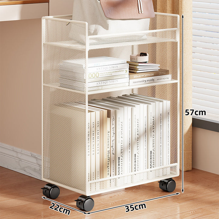 Vertical Grid-Mesh Double-Layer Desktop Book and Stationery Organizer