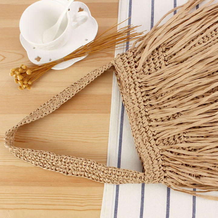 Trendy Straw Bag with Fringed Design Stornfield