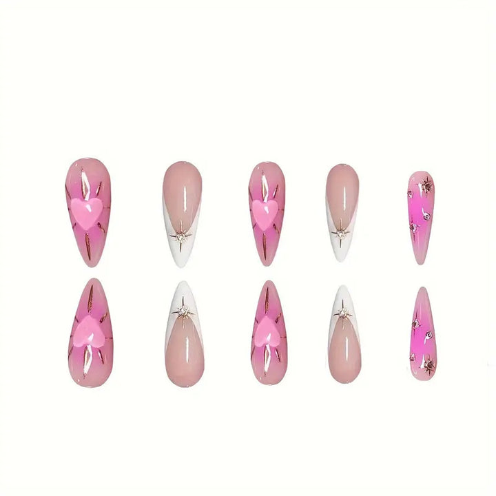 Heart-Embellished Stiletto Press-On Nails Stornfield