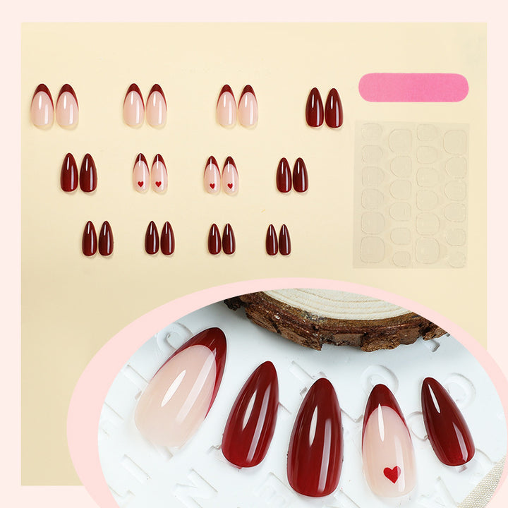 Artificial nail set with romantic heart motifs Stornfield
