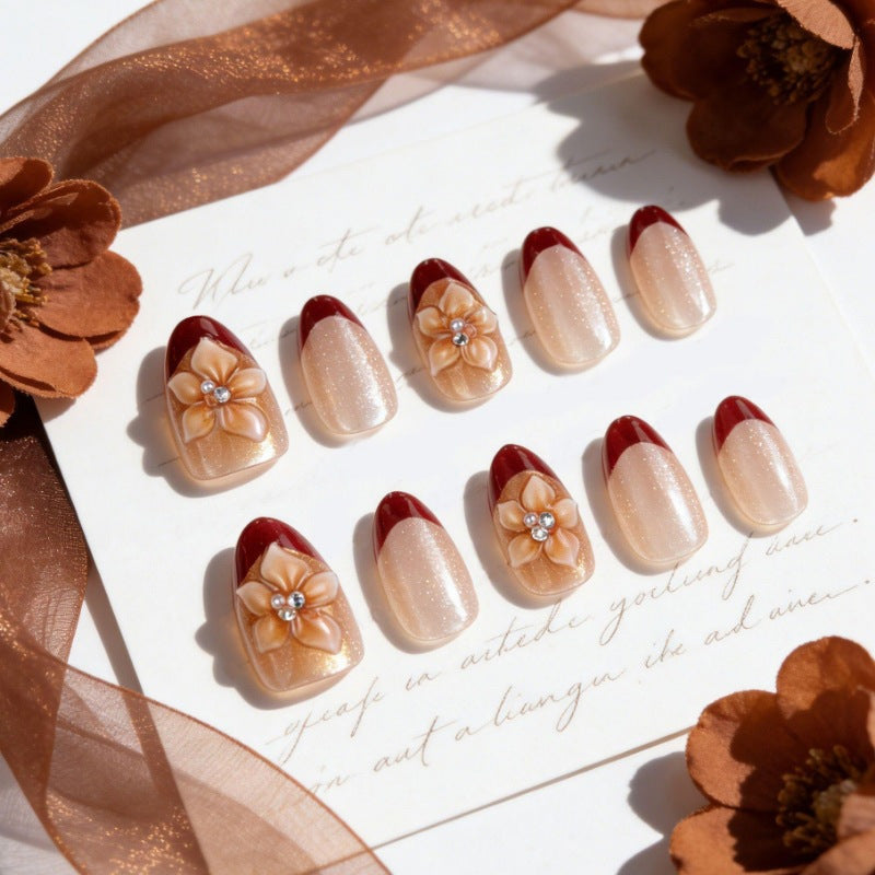 Premium Artificial Nails with Floral Accents Stornfield
