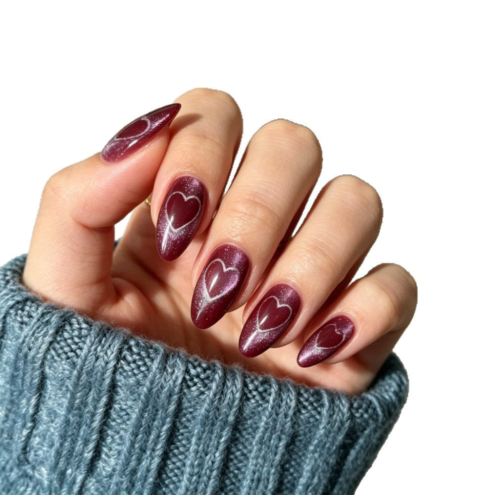 Heart-Decorated Almond-Shaped Press-On Nails Stornfield